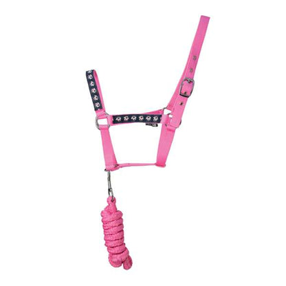 Hy Equestrian Unicorn Head Collar & Lead Rope Navy/Pink