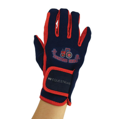 Hy Equestrian Tractors Rock Gloves Navy/Red