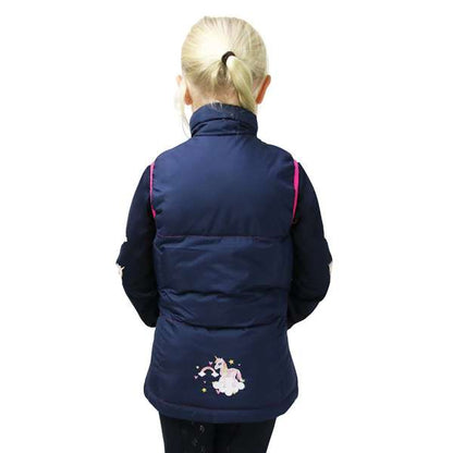Little Unicorn Padded Gilet By Little Rider Navy/Pink