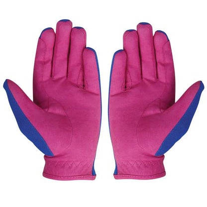 Hy Equestrian Thelwell Collection Race Riding Gloves Cobalt Blue/Magenta