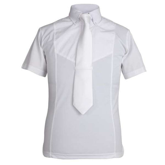 Shires Mens White Aubrion Short Sleeve Tie Shirt