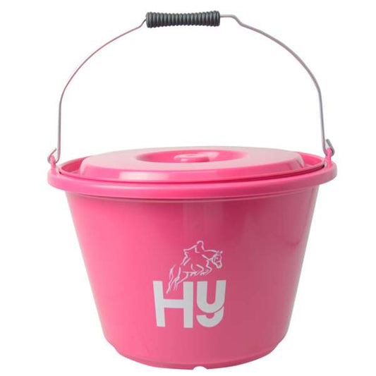 Hy Equestrian Bucket With Lid 18 Litre Pink